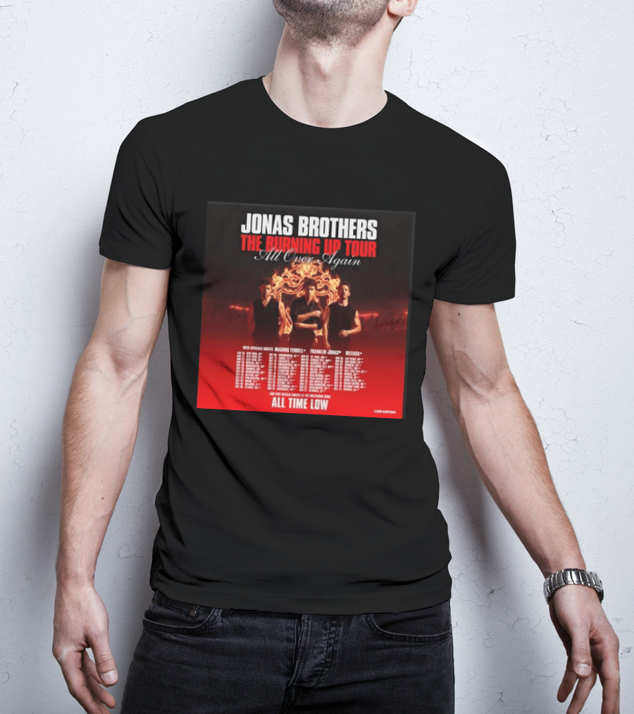 Jonas Brothers The Burning Up Tour All Over Again Featuring All Time Low And Support Acts T-Shirt