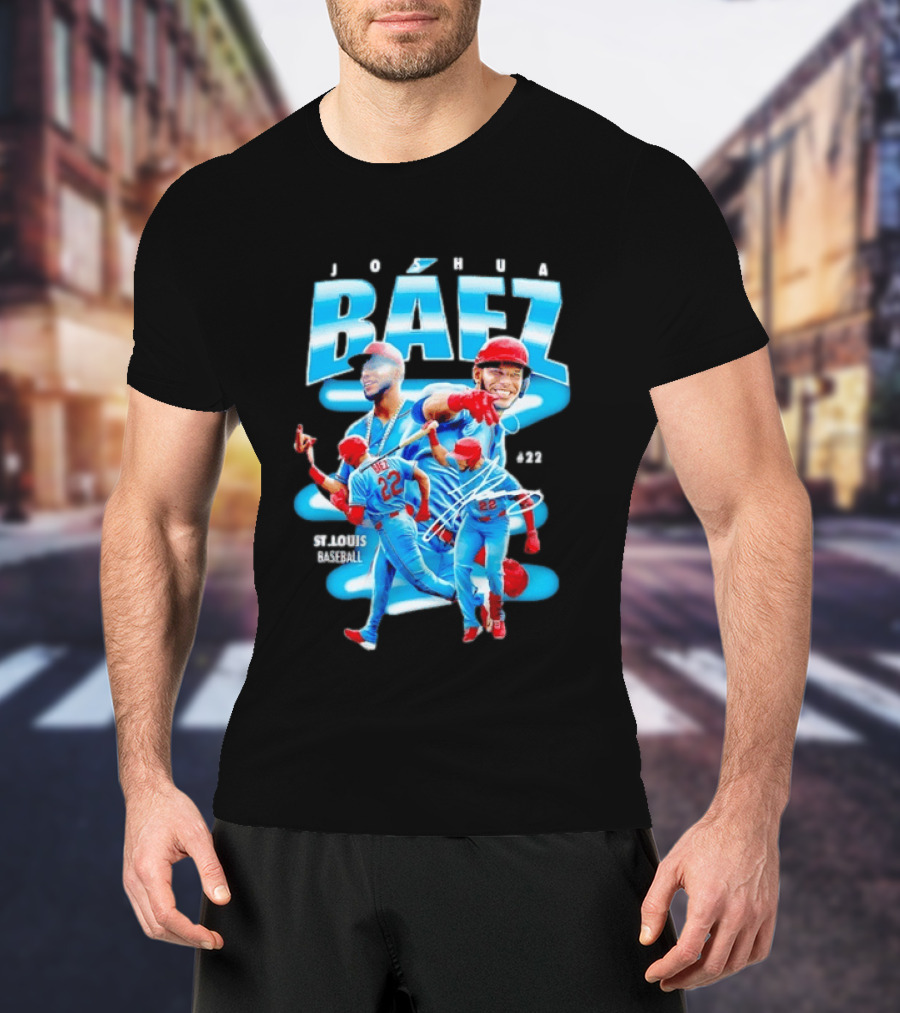Joshua Baez St Louis Baseball No 22 Blue MLB Athletics T-Shirt