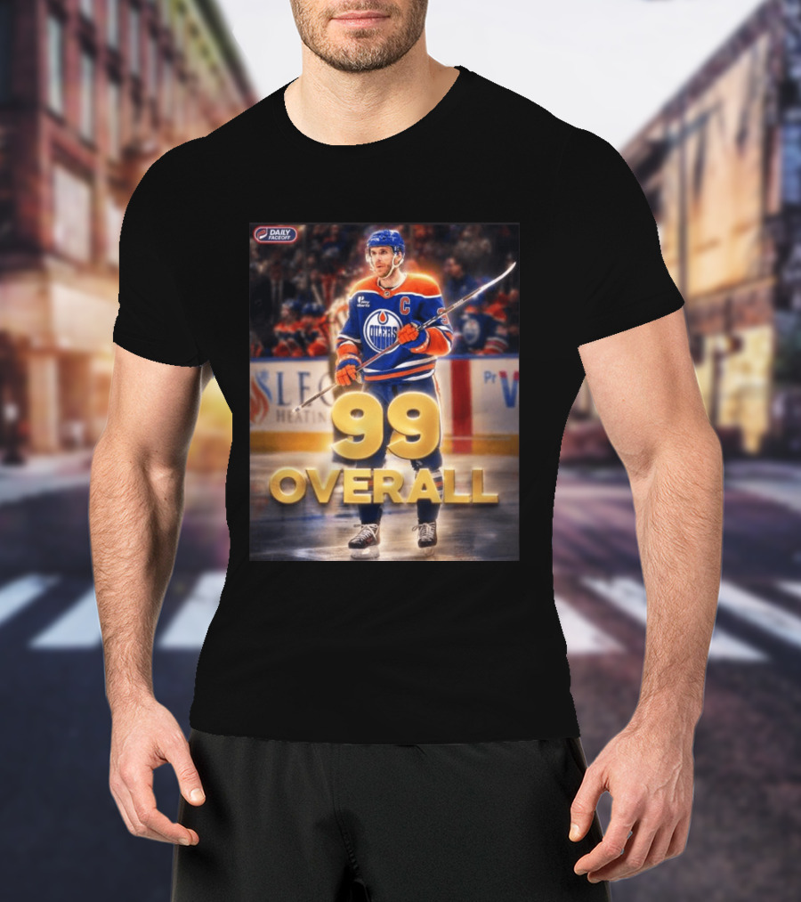 McDavid Oilers 99 Overall Daily Faceoff NHL Captain Hockey T-Shirt