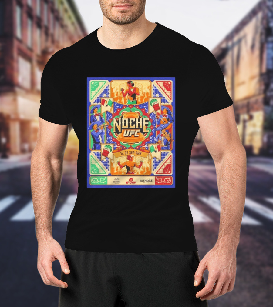 Noche UFC 12 De Sep Sáb Glendale Arizona Event Fiesta Vibrant S And Music Celebration T-Shirt