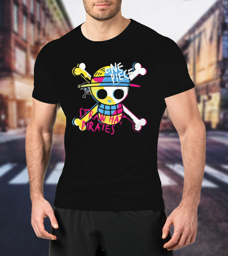 One Piece Straw Hat Pirates Skull Colorful Anime Manga T-Shirt