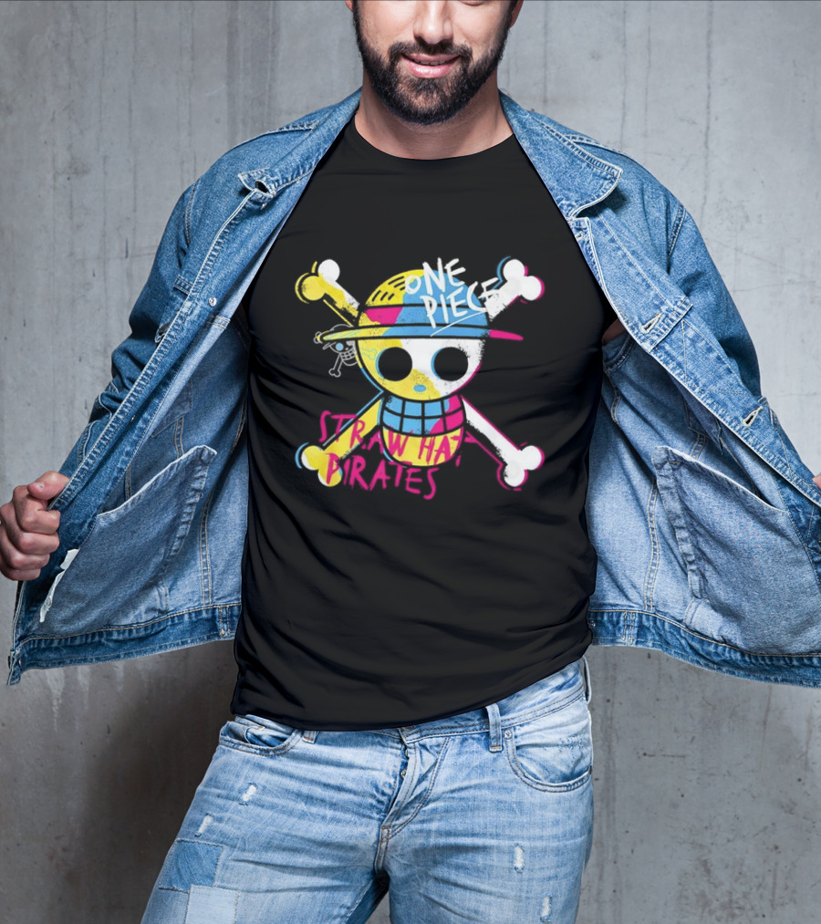 One Piece Straw Hat Pirates Skull Colorful Anime Manga T-Shirt