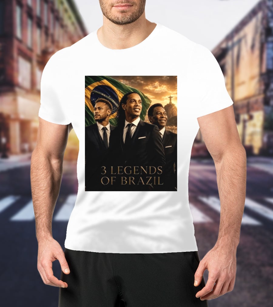 3 Legends Of Brazil Pelé Ronaldinho Neymar Brazilian Heritage T-Shirt
