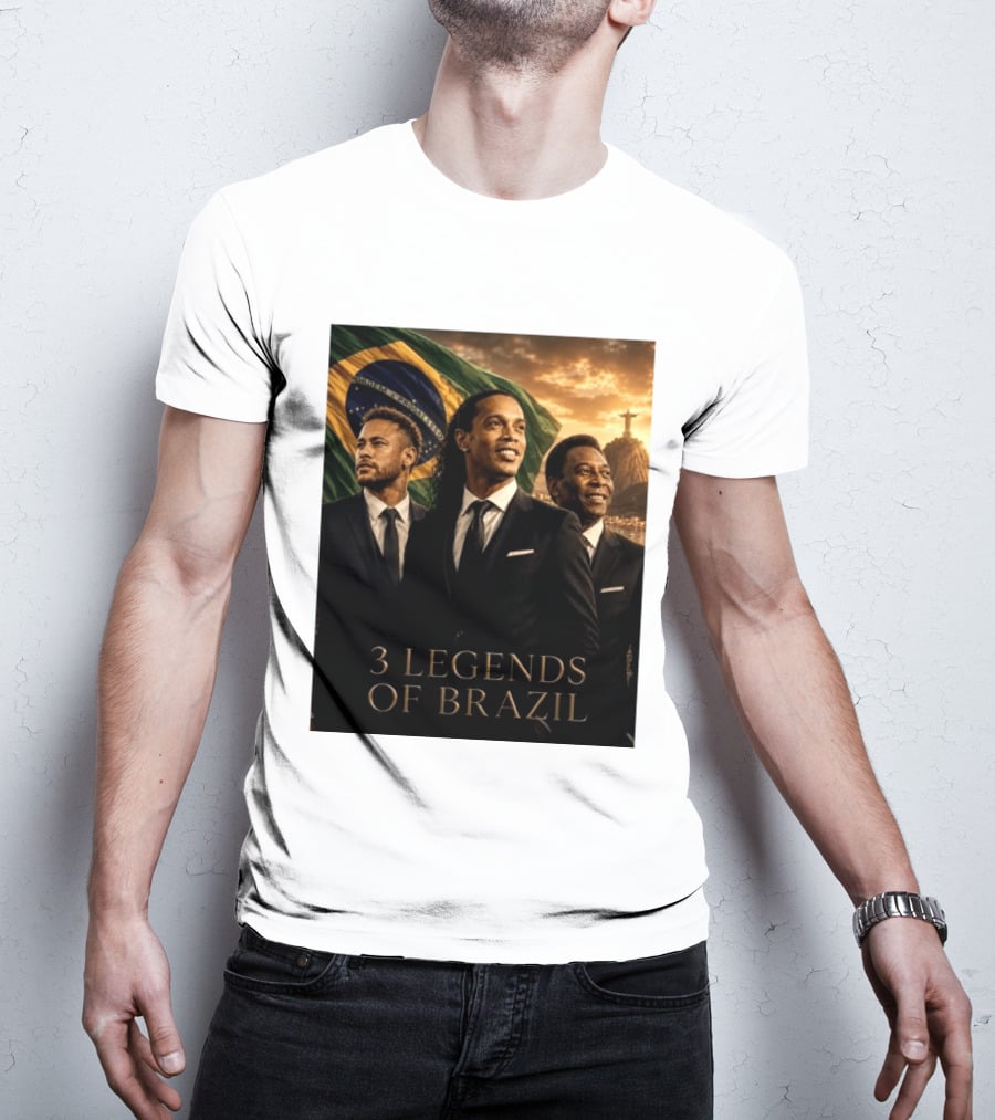 3 Legends Of Brazil Pelé Ronaldinho Neymar Brazilian Heritage T-Shirt