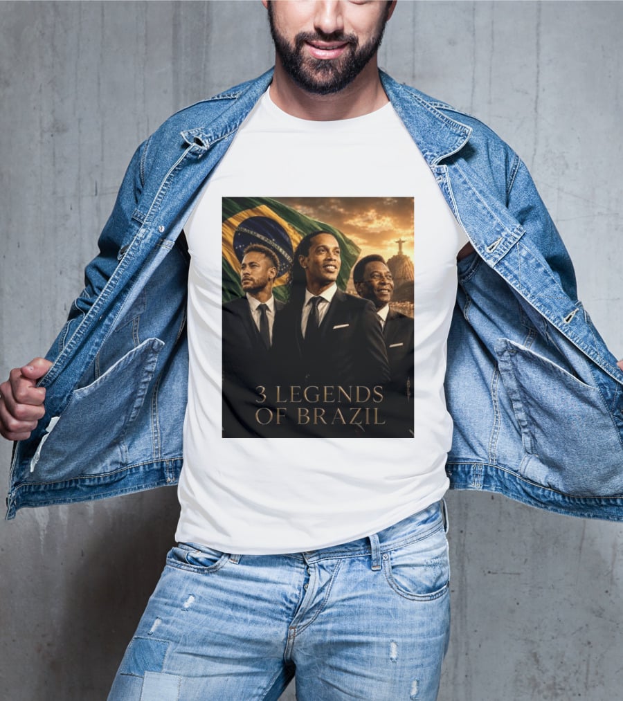 3 Legends Of Brazil Pelé Ronaldinho Neymar Brazilian Heritage T-Shirt
