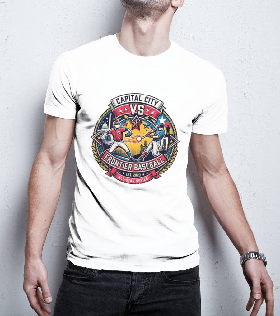 Capital City Vs Frontier Baseball All Star Series 2023 Vintage Emblem With Capitol And Frontier Iconography T-Shirt