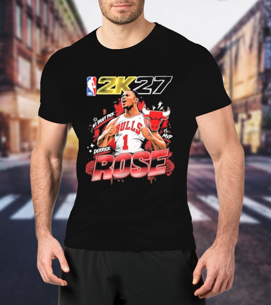 NBA 2K27 MVP Derrick Rose Bulls #1 Highlight T-Shirt