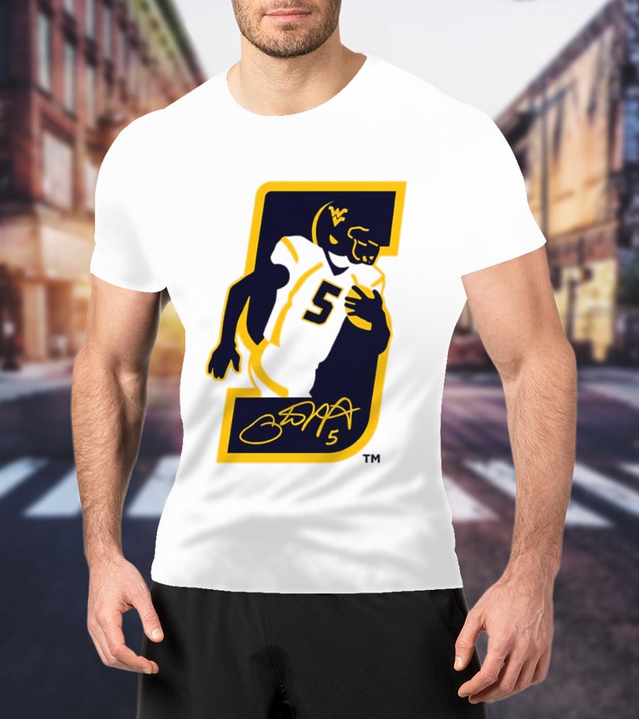 WVU Number 5 Pat White Signature Retirement T-Shirt