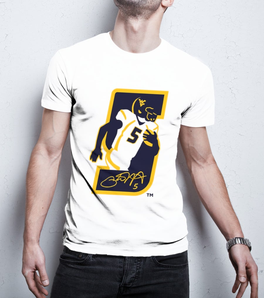 WVU Number 5 Pat White Signature Retirement T-Shirt