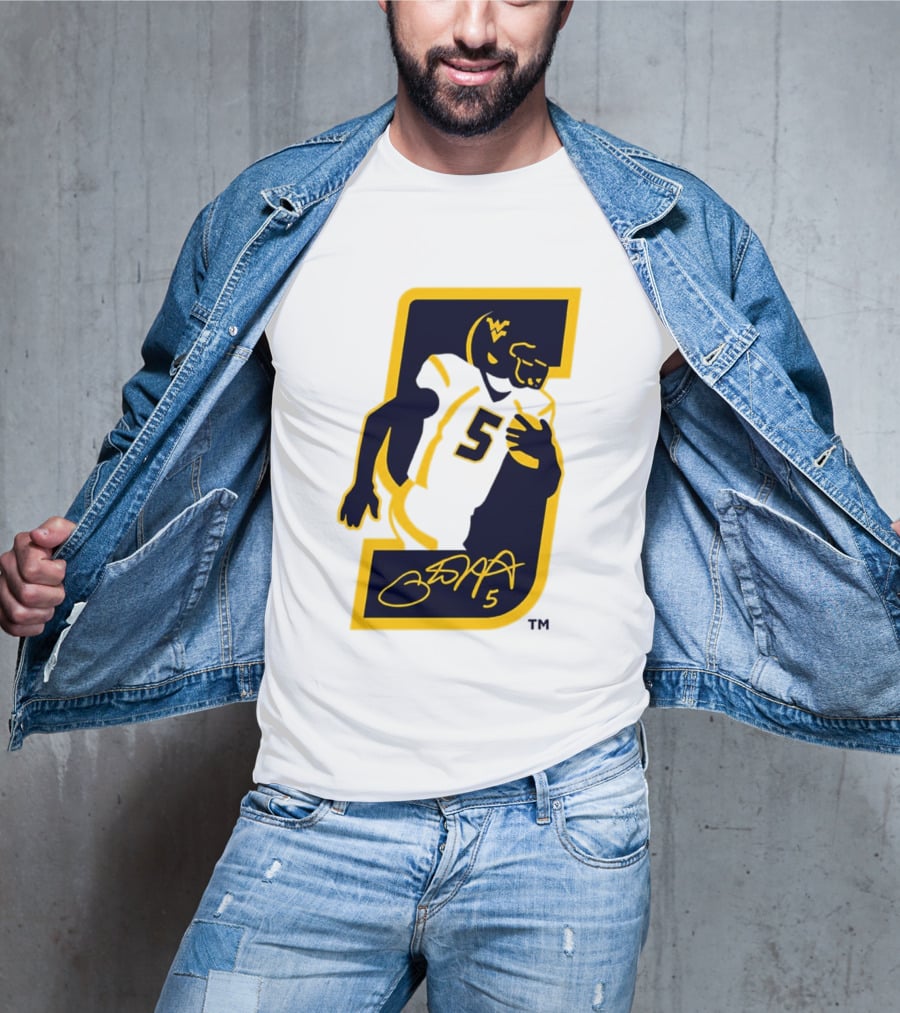 WVU Number 5 Pat White Signature Retirement T-Shirt