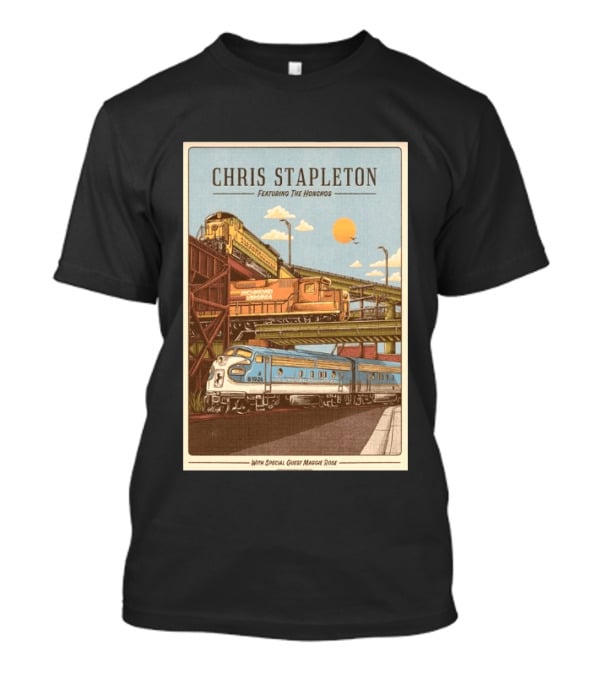 Chris Stapleton Featuring The Honchos Special Guest Maggie Rose Aug 19 2026 Allianz Amphitheater Riverfront Richmond Virginia Vintage Trains Scene T-Shirt