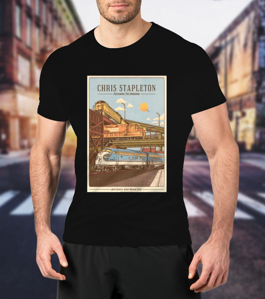 Chris Stapleton Featuring The Honchos Special Guest Maggie Rose Aug 19 2026 Allianz Amphitheater Riverfront Richmond Virginia Vintage Trains Scene T-Shirt