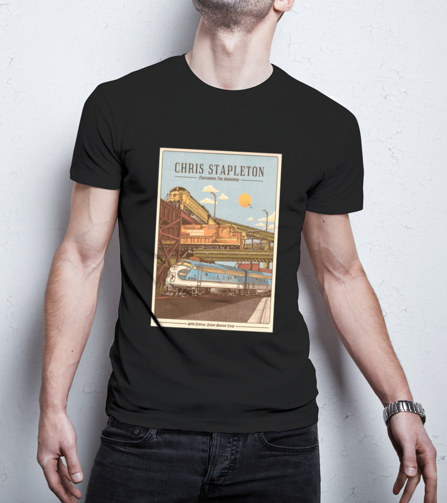 Chris Stapleton Featuring The Honchos Special Guest Maggie Rose Aug 19 2026 Allianz Amphitheater Riverfront Richmond Virginia Vintage Trains Scene T-Shirt