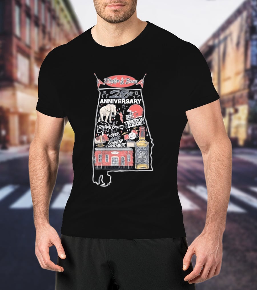 Rhythm & Brews 25th Anniversary Temerson Square Live Music Celebration Over 1000 Nights T-Shirt