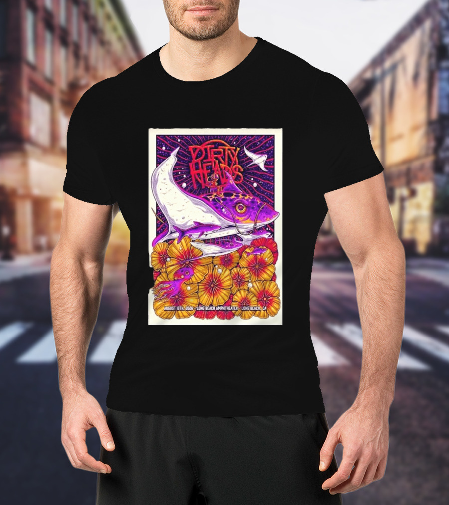 Dirty Heads Long Beach Amphitheater August 18 2026 Vibrant Stingray And Flowers T-Shirt