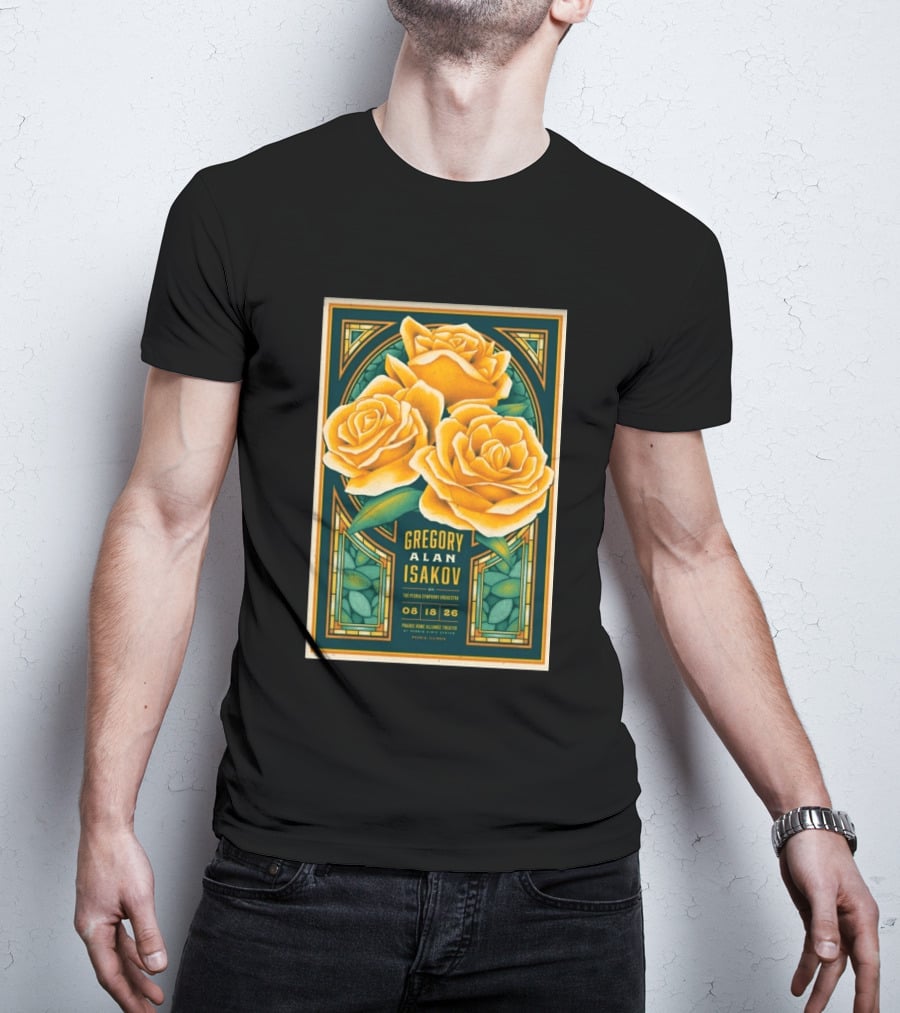 Gregory Alan Isakov August 18 2026 Peoria Illinois Prairie Home Alliance Theater With The Peoria Symphony Orchestra And Yellow Roses T-Shirt