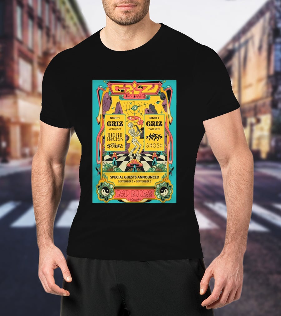 GRiZ Two Nights Red Rocks Amphitheatre Morrison CO Sep 2 3 2026 Special Guests The Sponges Muzzy Shosh T-Shirt