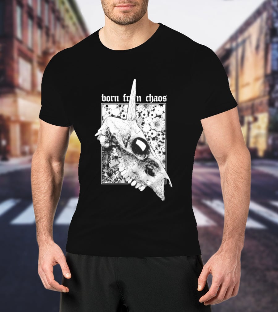 Born From Chaos Animal Skull Floral Gothic Aesthetic T-Shirt