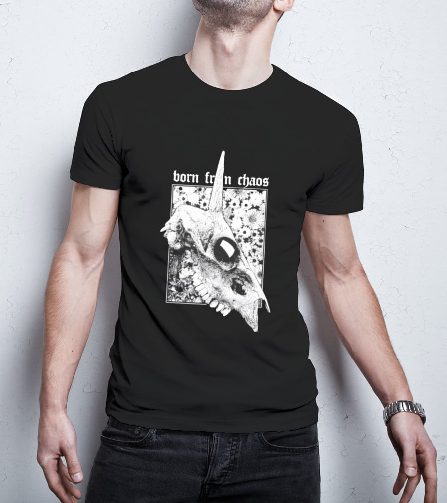Born From Chaos Animal Skull Floral Gothic Aesthetic T-Shirt