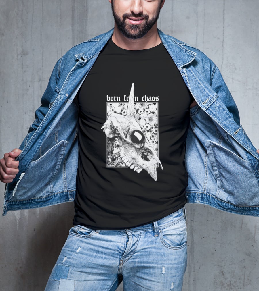 Born From Chaos Animal Skull Floral Gothic Aesthetic T-Shirt