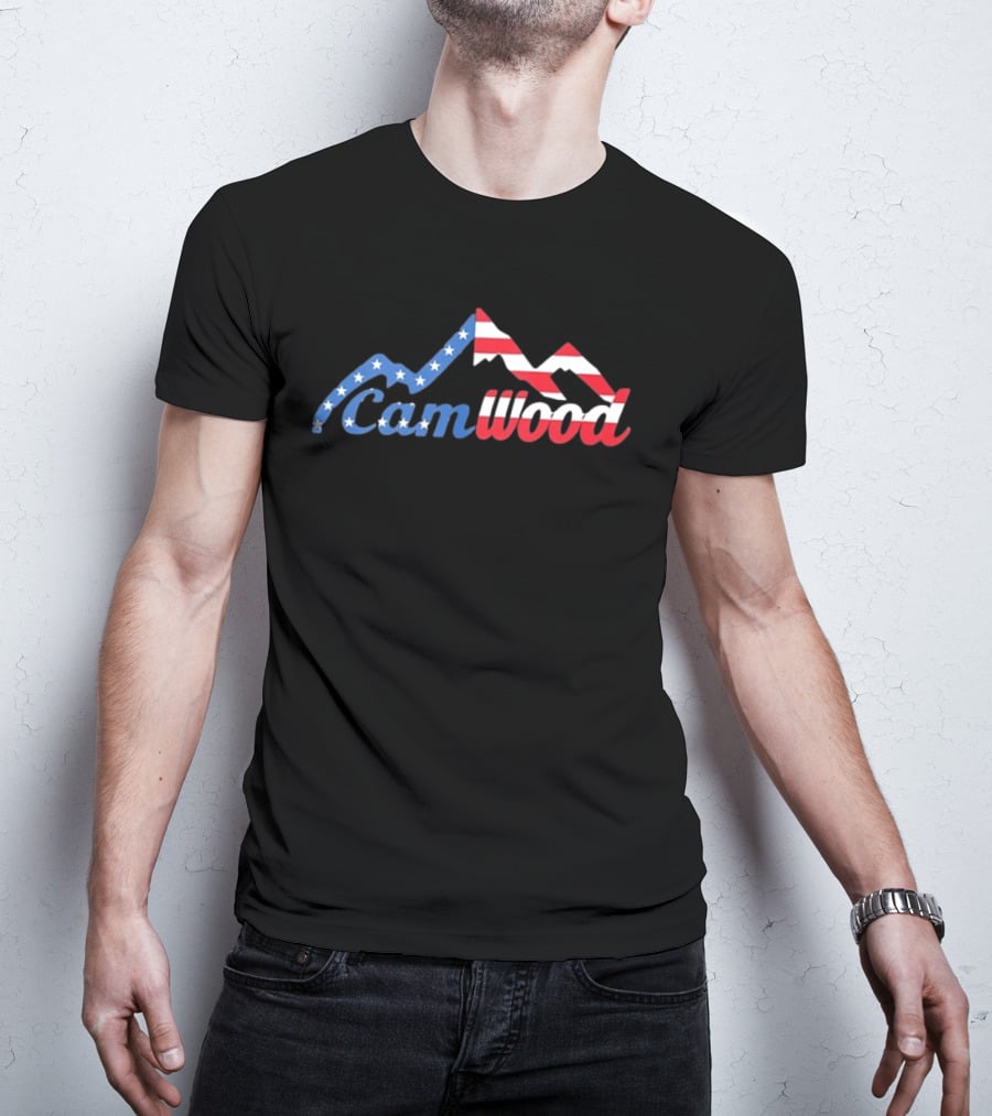 CamWood American Flag Mountain Baseball Training USA Stars And Stripes T-Shirt
