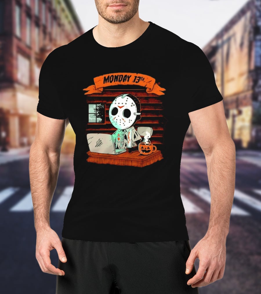 Jason Voorhees Monday 13th Office Work Halloween Horror Movie T-Shirt