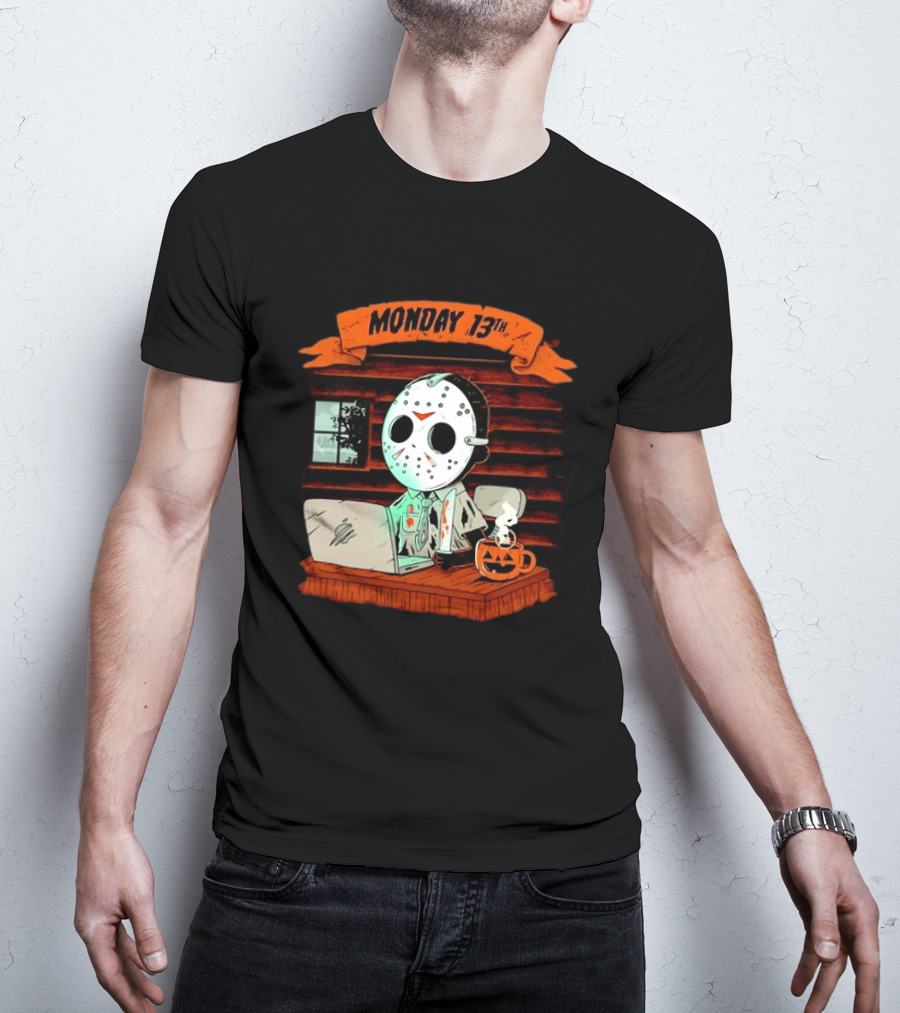 Jason Voorhees Monday 13th Office Work Halloween Horror Movie T-Shirt