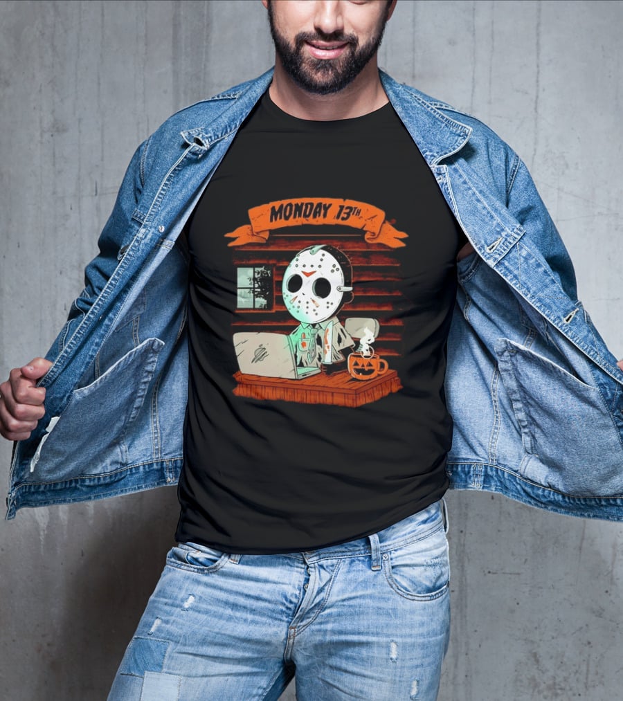 Jason Voorhees Monday 13th Office Work Halloween Horror Movie T-Shirt