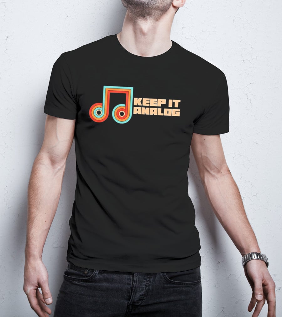 Keep It Analog Retro Cassette Tape Vibes Vintage Music Note T-Shirt