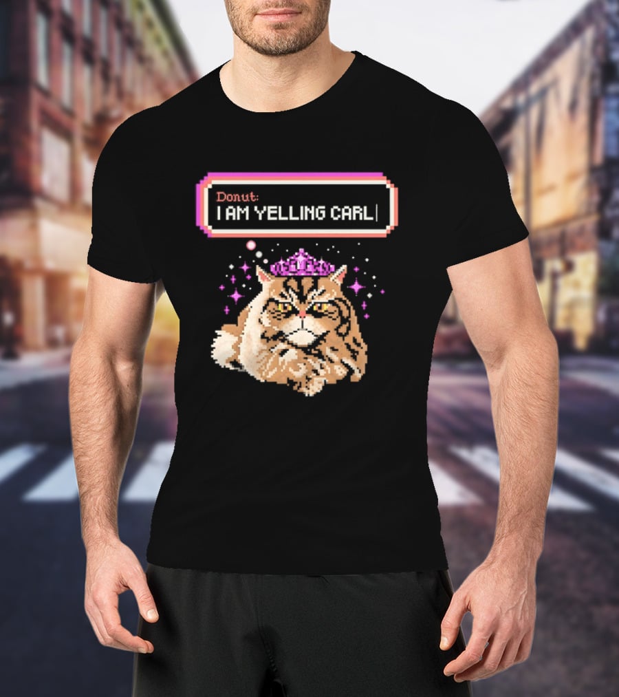 Donut The Cat I Am Yelling Carl Pixel Art Meme T-Shirt