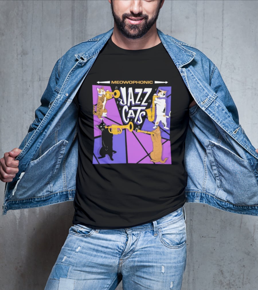 Meowophonic Jazz Cats Playing Trumpets And Saxophones T-Shirt