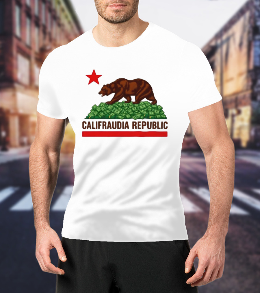 CalifraudIA Republic Bear On Money With Red Star T-Shirt
