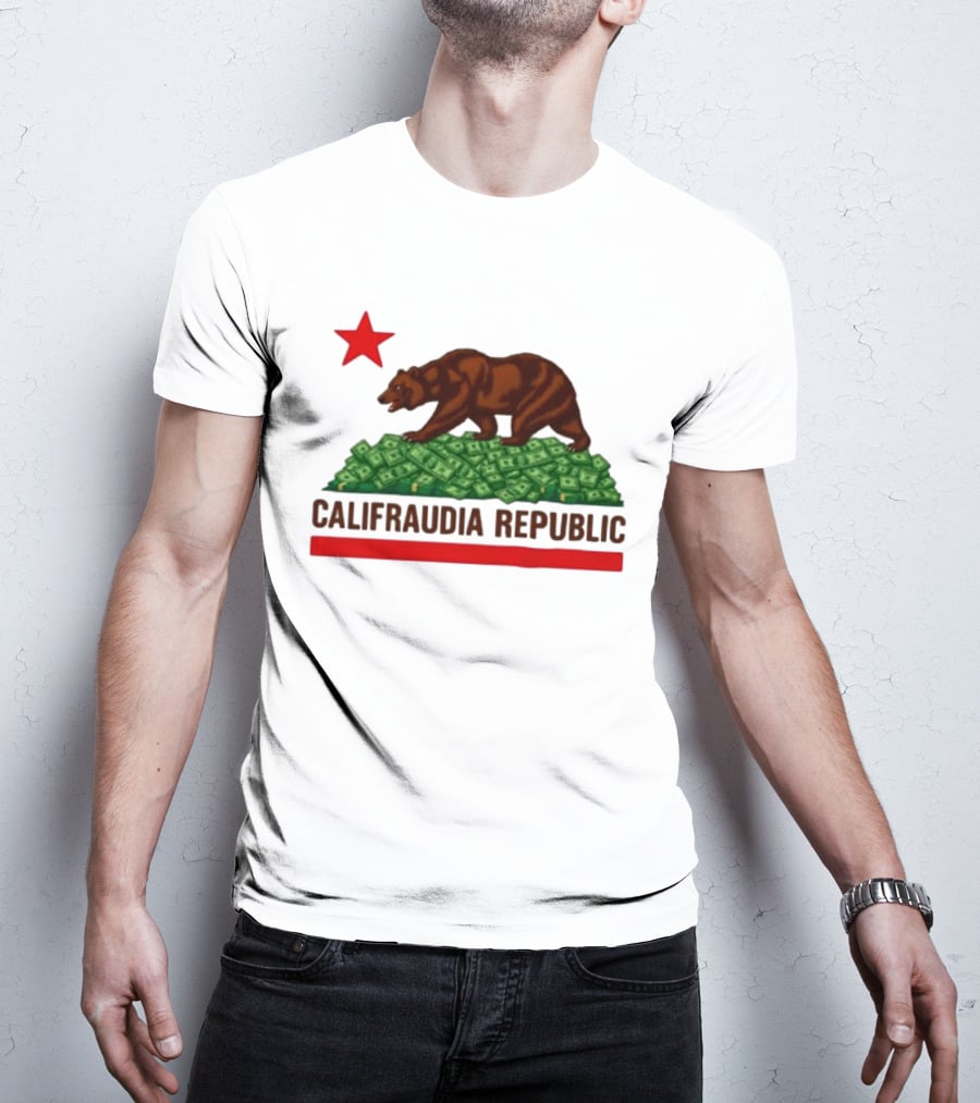 CalifraudIA Republic Bear On Money With Red Star T-Shirt