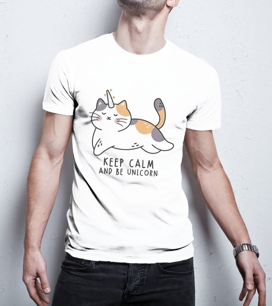 Keep Calm And Be Unicorn Cat Magical Kitten T-Shirt