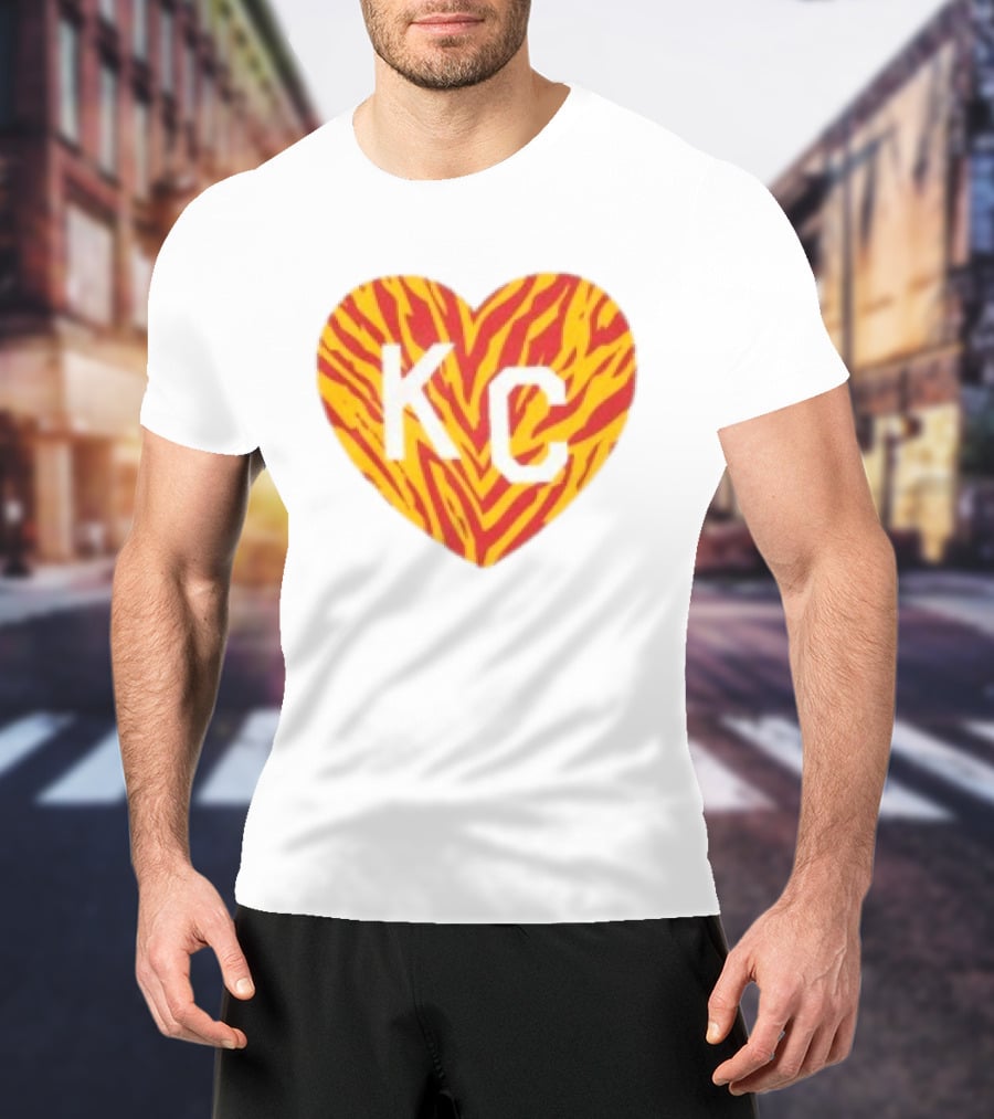 Made In KC Red Yellow Stripes Heart Charlie Hustle T-Shirt