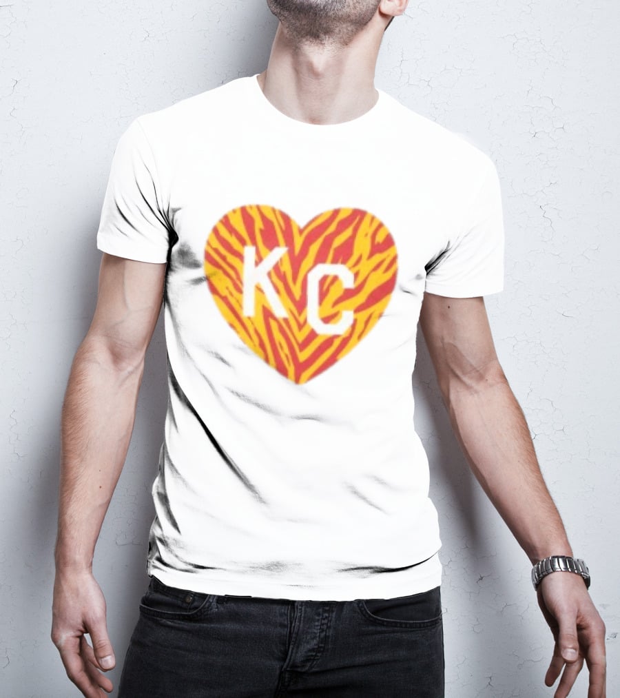 Made In KC Red Yellow Stripes Heart Charlie Hustle T-Shirt