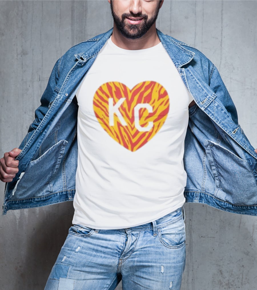 Made In KC Red Yellow Stripes Heart Charlie Hustle T-Shirt