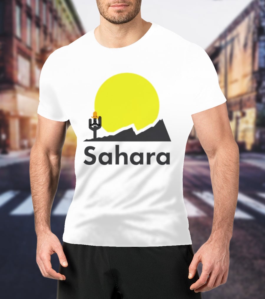 Sahara Desert Cactus Pixel Art With Sombrero Sunset Scene T-Shirt