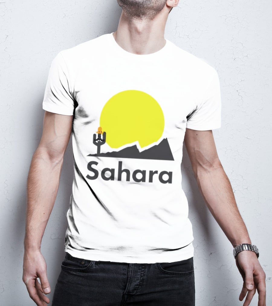 Sahara Desert Cactus Pixel Art With Sombrero Sunset Scene T-Shirt