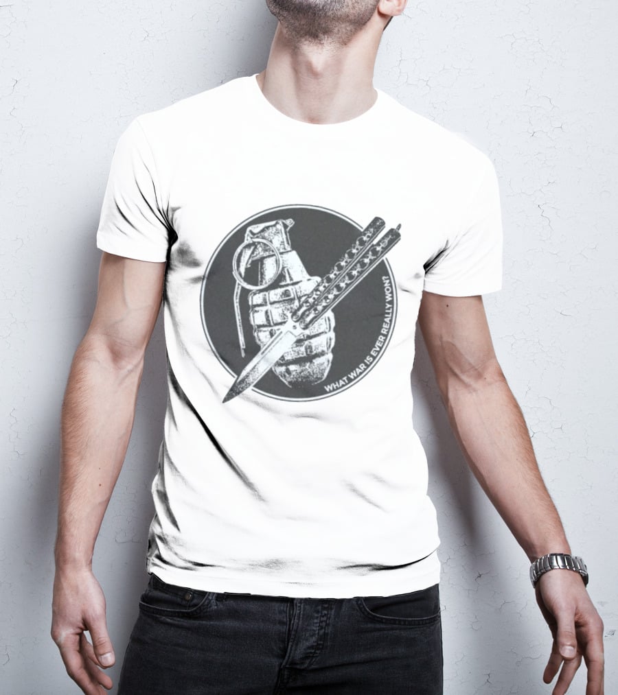 What War Is Ever Really Won Grenade Butterfly Knife T-Shirt