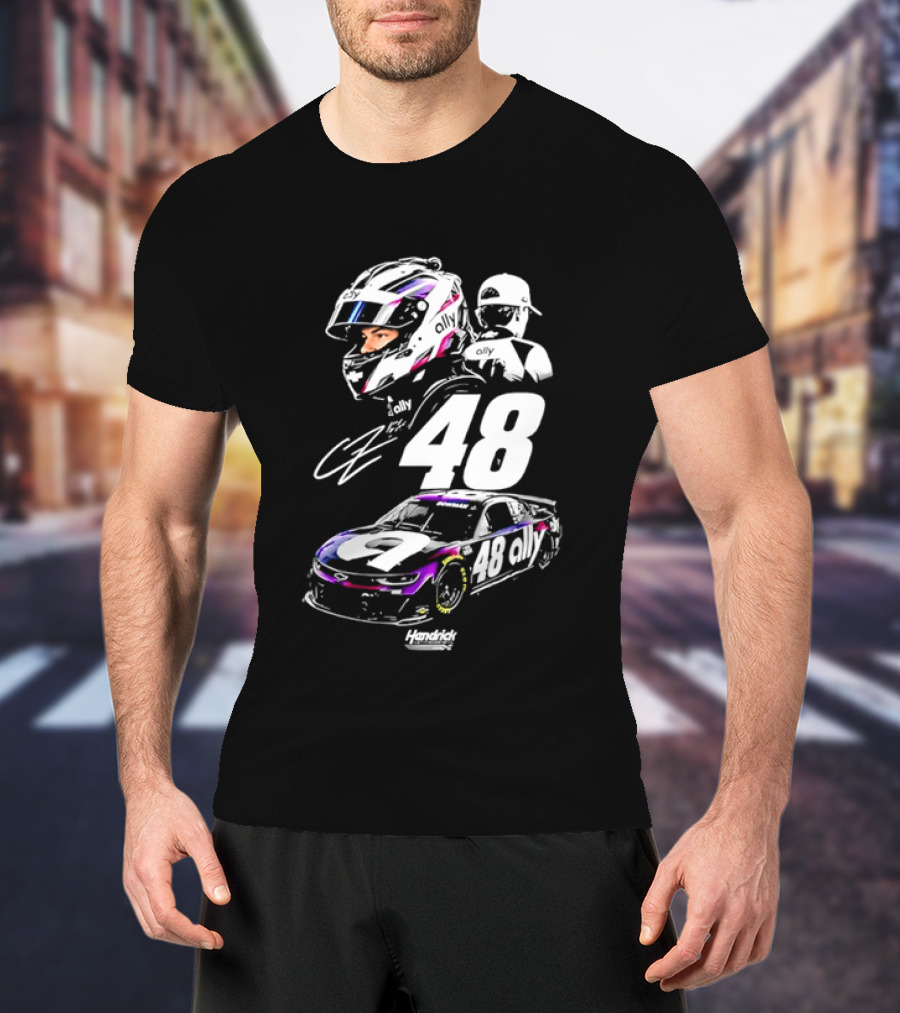 Alex Bowman 48 Ally Racing Helmet Car Hendrick Motorsports T-Shirt