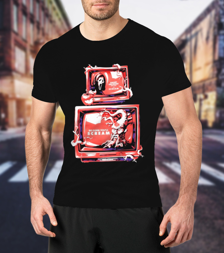Angry Orchard Hard Cider So Good You'll Scream Retro TV Horror T-Shirt