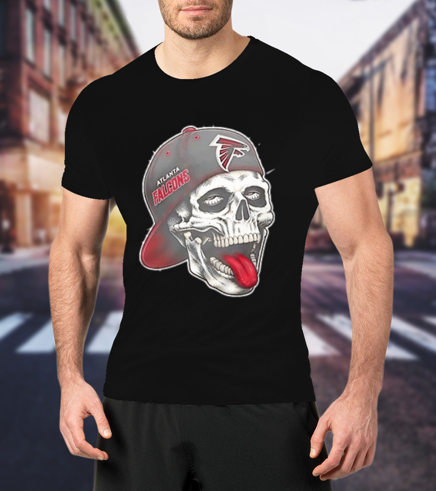 Atlanta Falcons Skull Cap Tongue Out Sports Fan T-Shirt