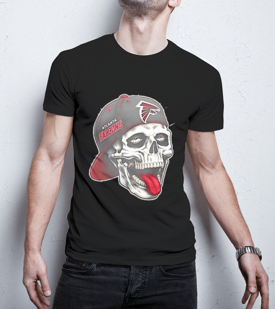 Atlanta Falcons Skull Cap Tongue Out Sports Fan T-Shirt