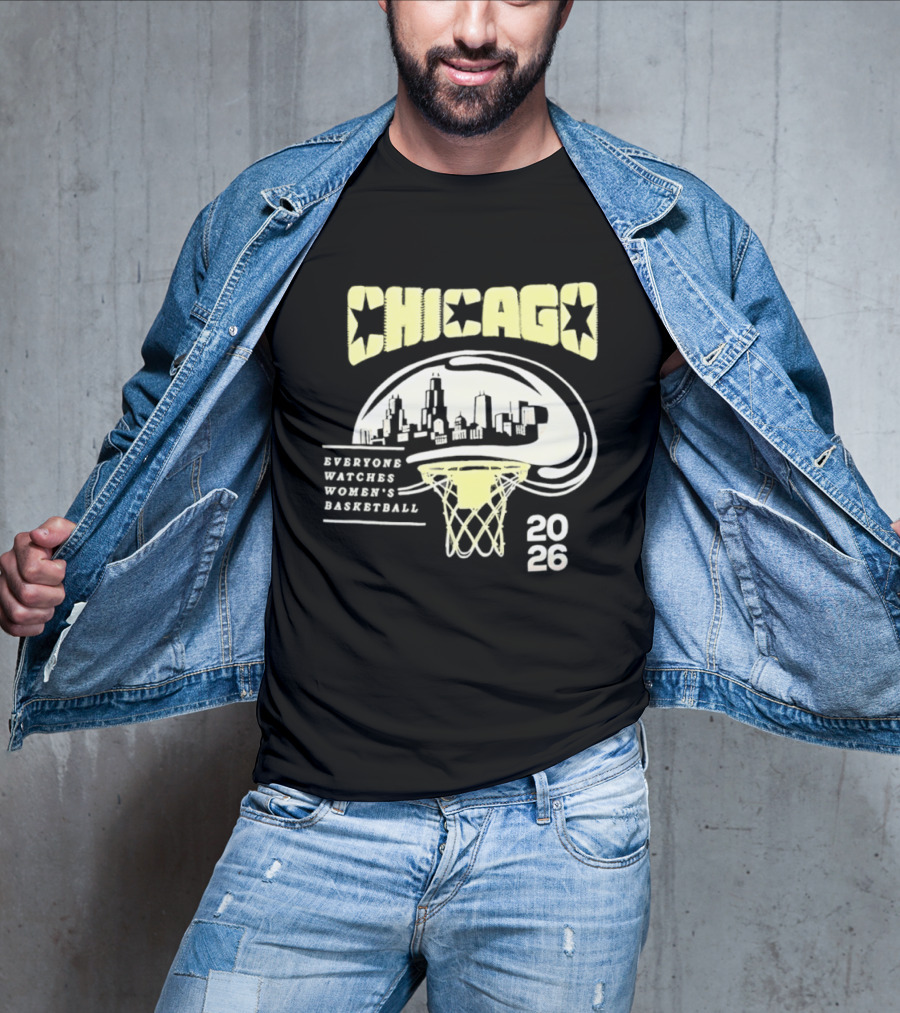 Chicago Everyone Es Women's Basketball 2026 Skyline And Basketball Hoop T-Shirt