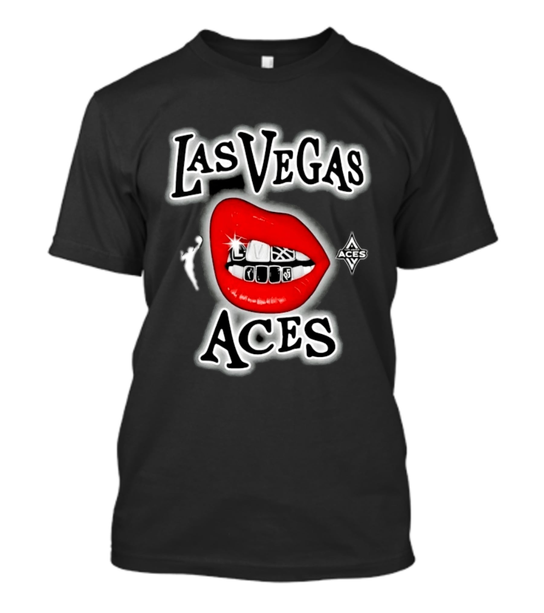 Las Vegas Aces Playa Society Lips WNBA Basketball T-Shirt