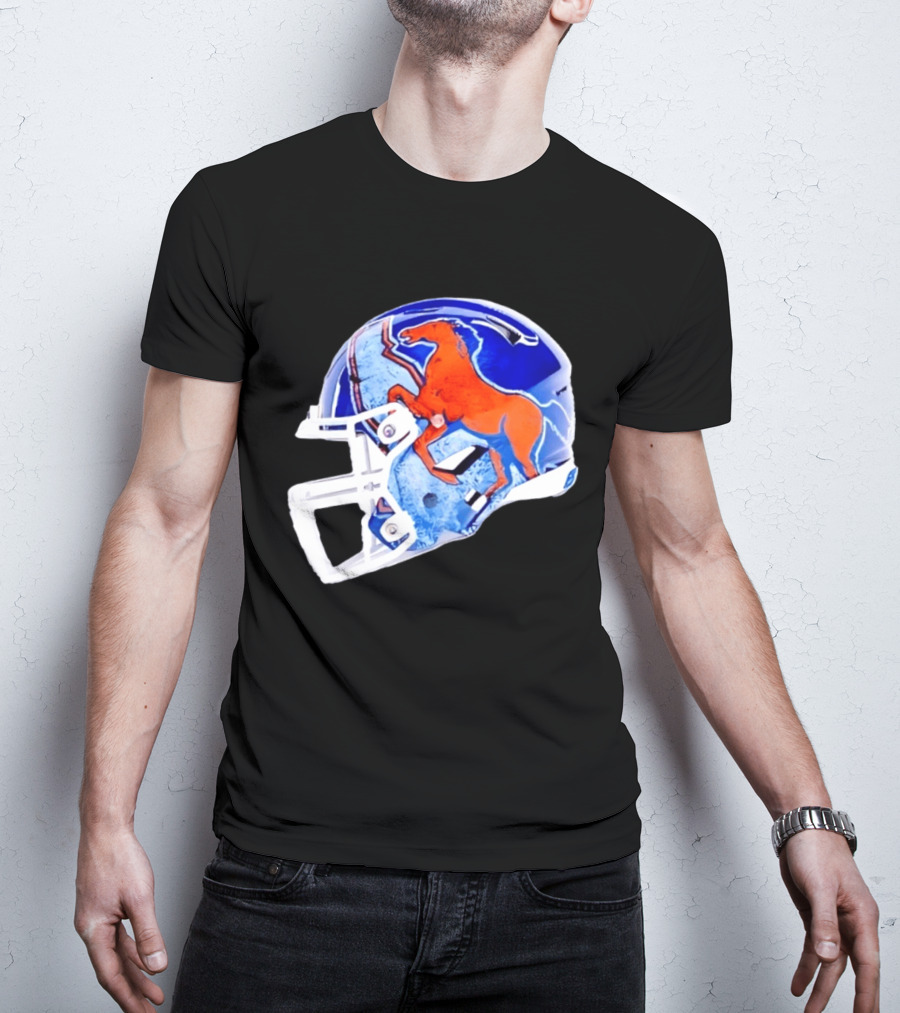 Denver Broncos Horse Helmet Blue And Orange NFL Team Gear T-Shirt