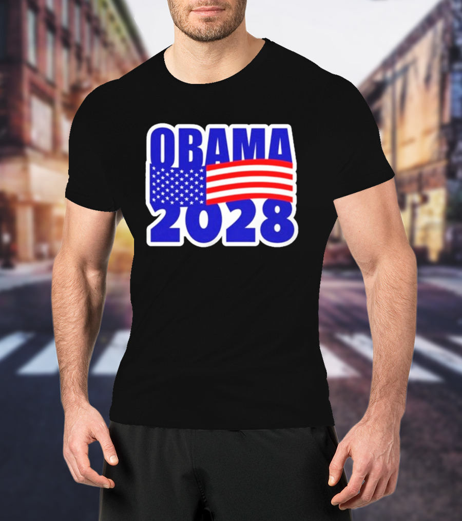 Obama 2028 American Flag Campaign T-Shirt