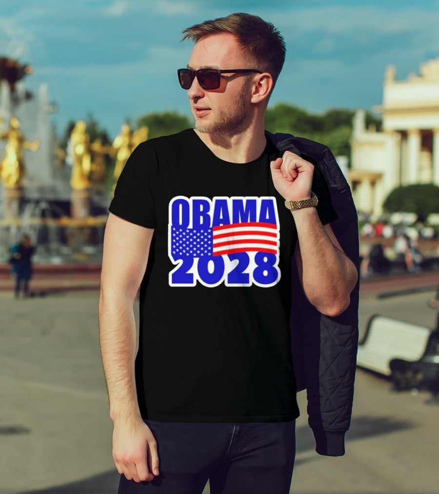 Obama 2028 American Flag Campaign T-Shirt