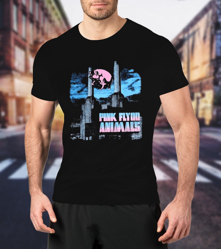 Pink Floyd Animals Album Cover Flying Pig Battersea Power Station T-Shirt